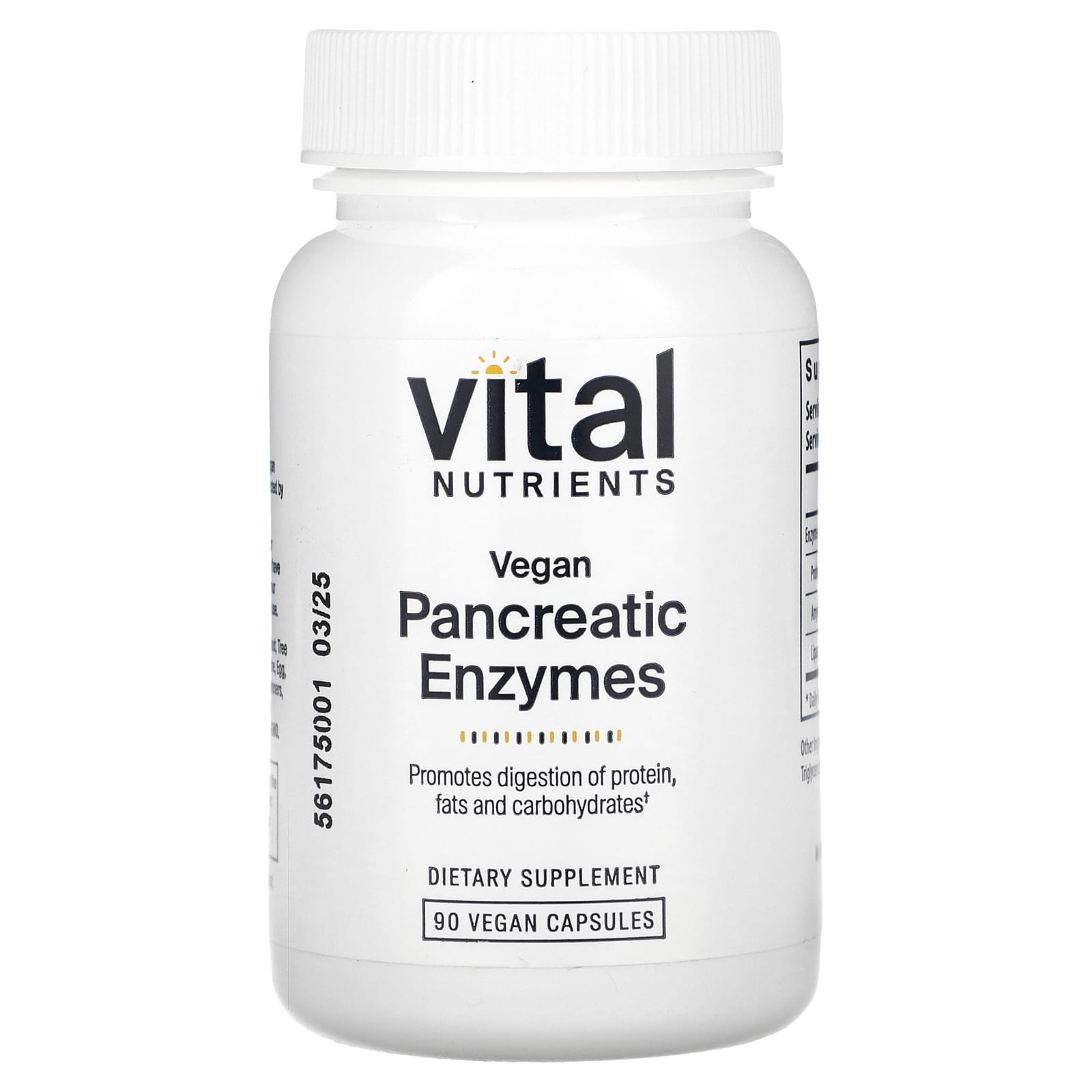Vital Nutrients, Vegan Pancreatic Enzymes, 90 Vegan Capsules UPC 693465491119 | HiLife Vitamins